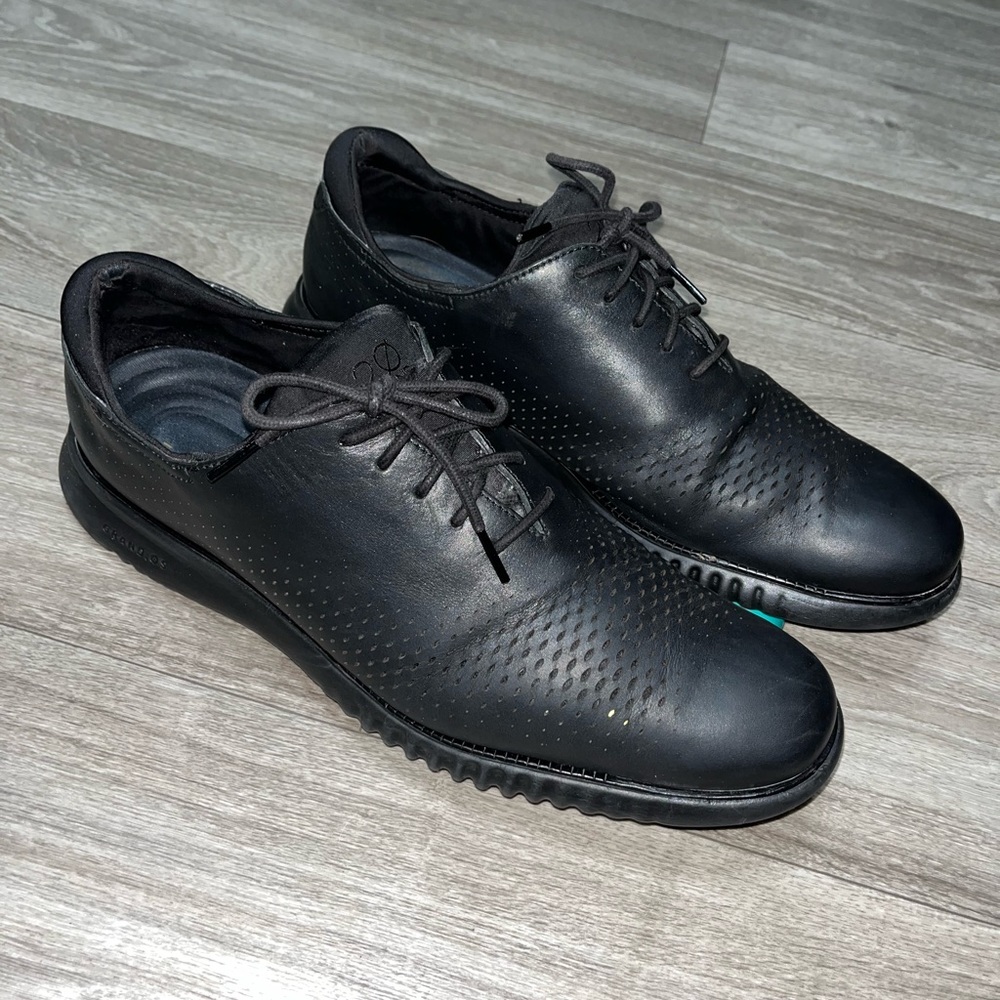 Cole Haan 2.ZERØGRAND Mens Size 13 M Laser Wingtip Oxfords Black Formal Shoes